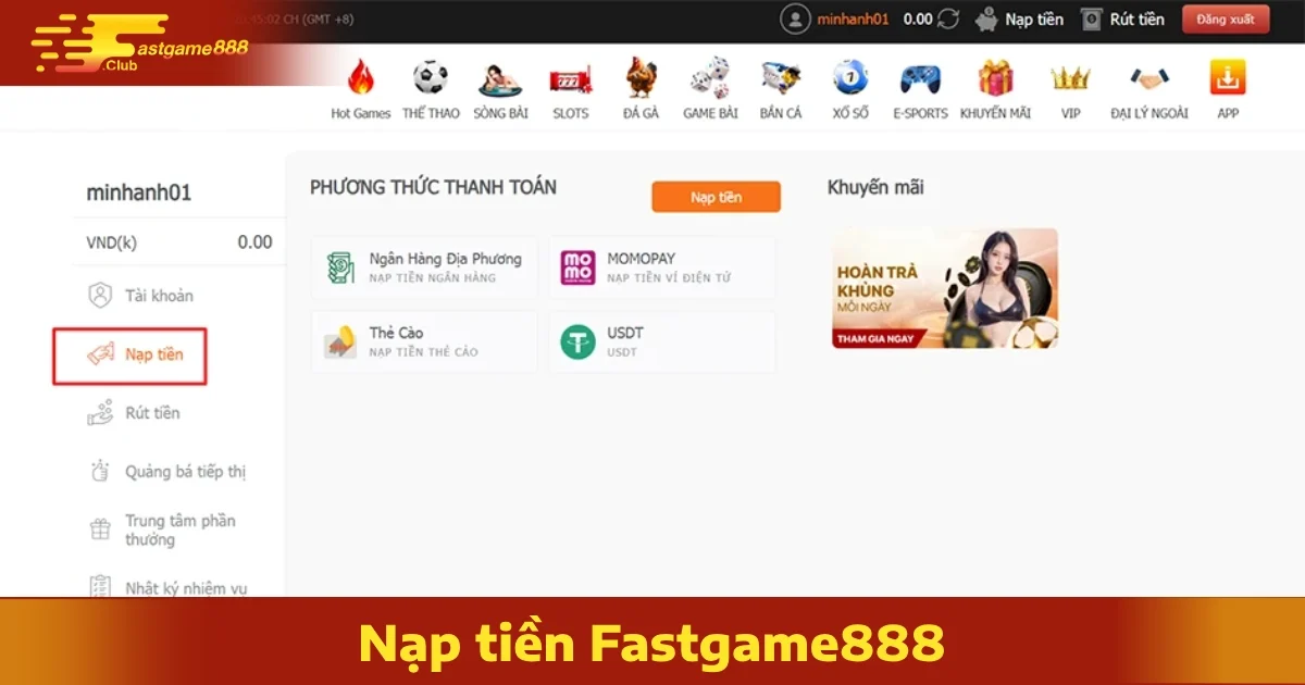 Các Phương Thức Nạp Tiền FastGame888